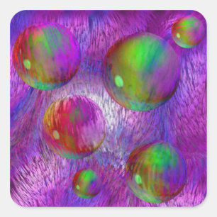Inner Flow I Abstract Fractal Green Purple Galaxy Square Sticker