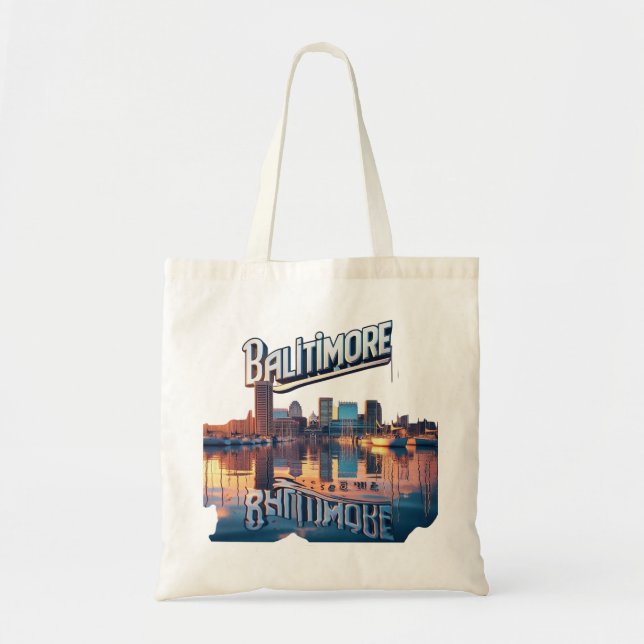 Inner Harbour Reflections: Baltimore Strong Tote Bag (Front)