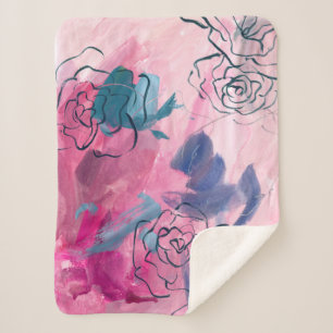 Inner Music - Floral Sketch Sherpa Blanket