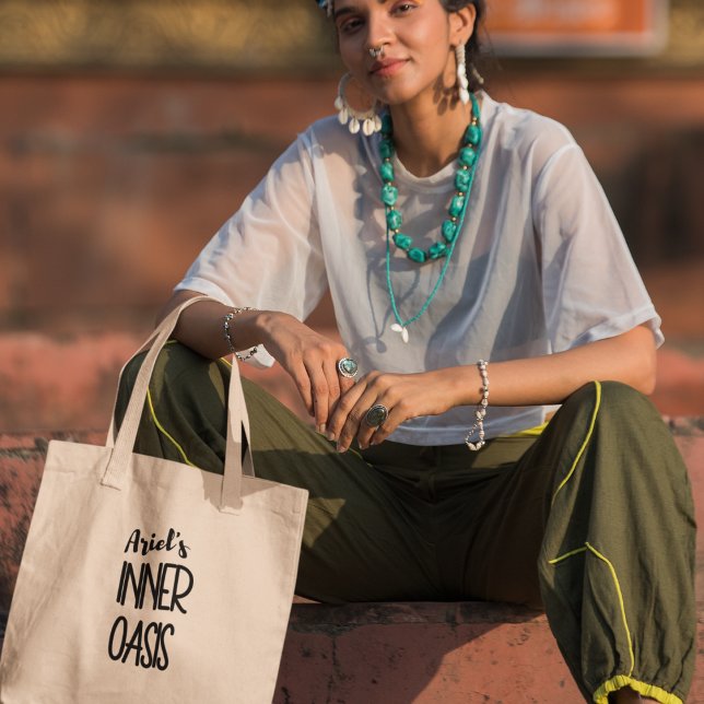 Inner Oasis Personalised Yoga Meditation Boho Tote Bag (Shop today and embark on a journey of inner harmony and personalized elegance!)