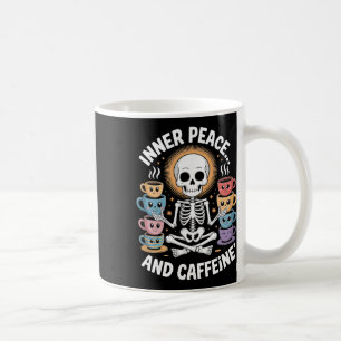 Inner Peace And Caffeine Skeleton Yoga Design _2  Coffee Mug