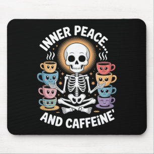 Inner Peace And Caffeine Skeleton Yoga Design _2 Mouse Mat