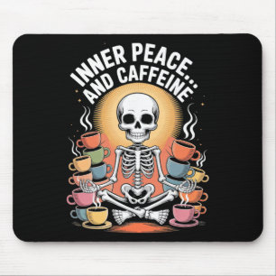 Inner Peace And Caffeine Skeleton Yoga Design _3 Mouse Mat