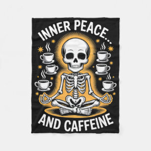 Inner Peace And Caffeine Skeleton Yoga Design Fleece Blanket