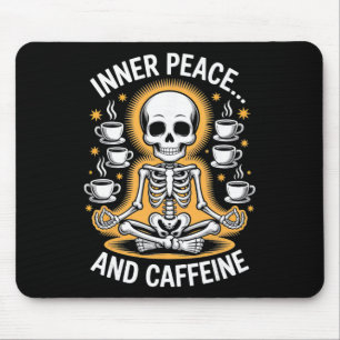 Inner Peace And Caffeine Skeleton Yoga Design Mouse Mat