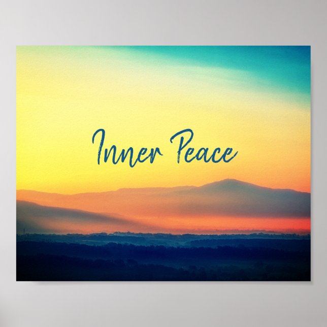 Inner Peace Beautiful Mountain Sunset Poster (Front)