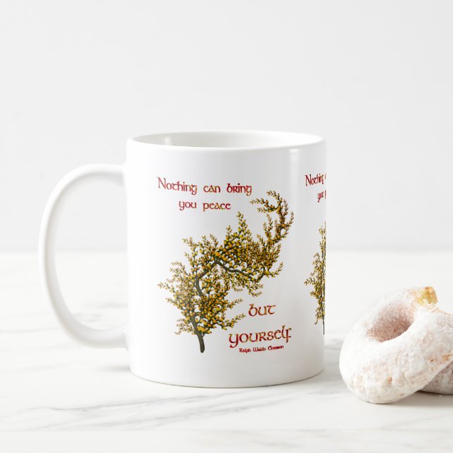 Inner Peace Inspirational Quote  Coffee Mug (With Donut)