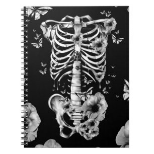 Inner peace, rib cage with poppies notebook
