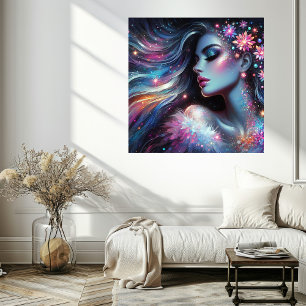Inner Peace Woman Face Poster with Vibrant Colours