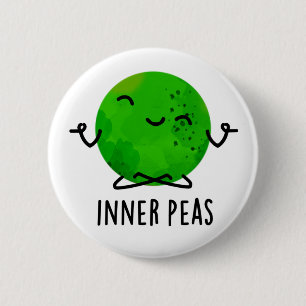 Inner Peas Funny Meditating Pea Pun 6 Cm Round Badge