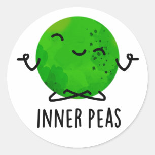 Inner Peas Funny Meditating Pea Pun  Classic Round Sticker
