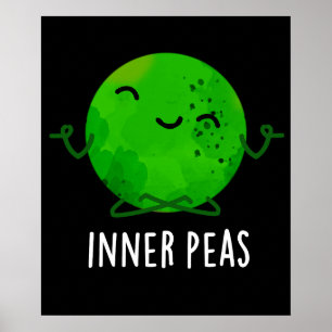 Inner Peas Funny Meditating Pea Pun Dark BG Poster