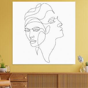 Inner Reflections – Dual Face Minimalist Line Art Canvas Print