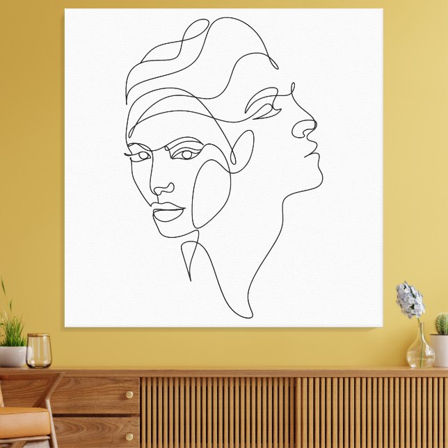 Inner Reflections – Dual Face Minimalist Line Art Canvas Print (Insitu(LivingRoom))