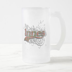 Innes Tartan Grunge Frosted Glass Beer Mug