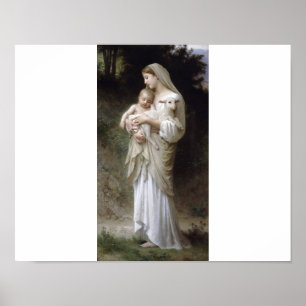 Innocence Bouguereau Madona child lamb painting Poster