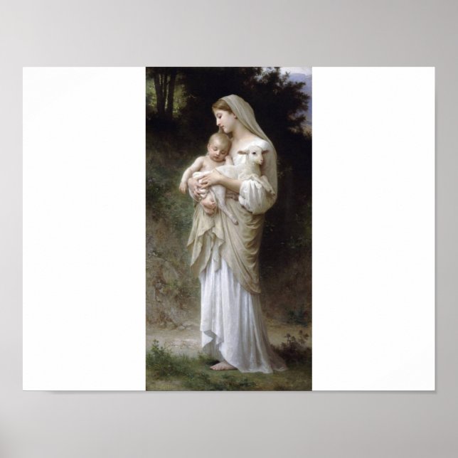 Innocence Bouguereau Madona child lamb painting Poster (Front)
