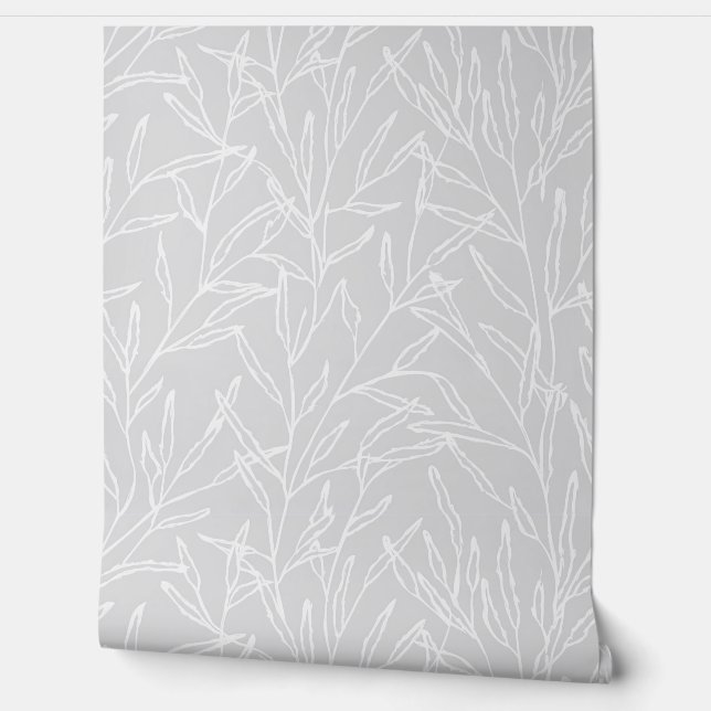 Innocence: Delicate leaf Outline Wallpaper (Unrolling)