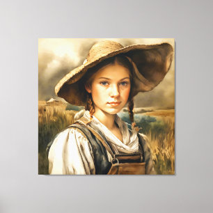 "Innocence Unveiled" Farm Girl "Johanna" Canvas Print