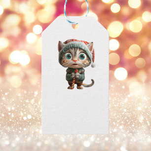Innocent Cat Christmas Elf White Gift Tags