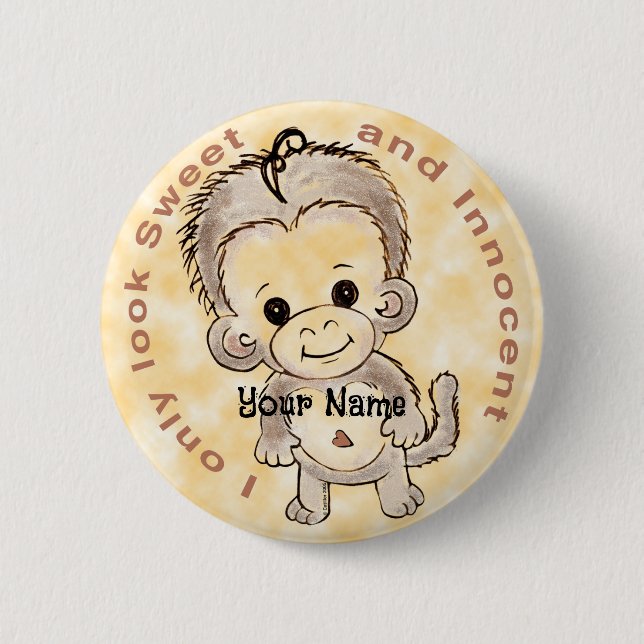 Innocent Monkey  6 Cm Round Badge (Front)