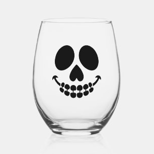 Innocent smile. stemless wine glass