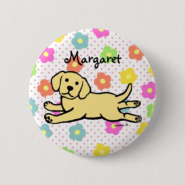 Innocent Yellow Labrador Puppy Cartoon 6 Cm Round Badge (Front)