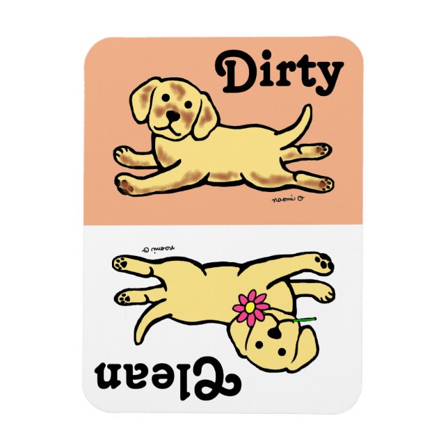 Innocent Yellow Labrador Puppy Cartoon Magnet (Vertical)