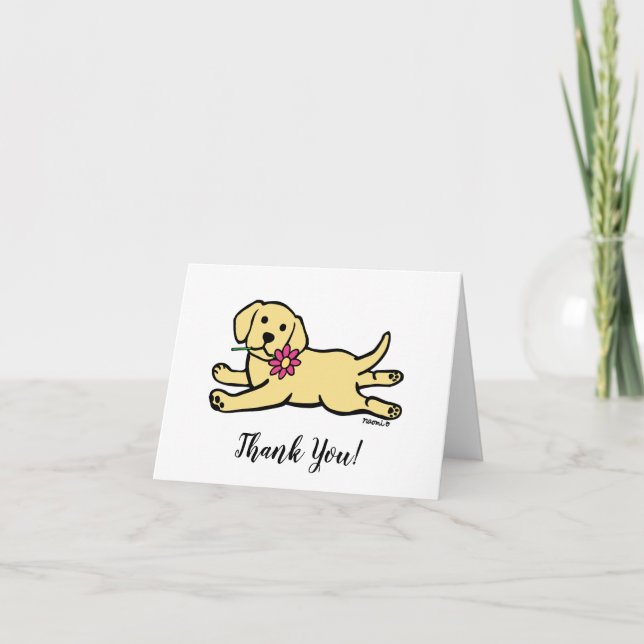 Innocent Yellow Labrador Puppy Thank You Card (Front)