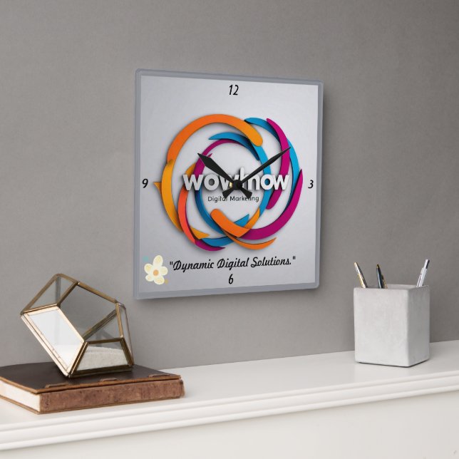 "Innovate, Design, Deliver" Square Wall Clock (Office)