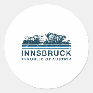 Innsbruck Austria Mountains Austrian Skiing Vintag Classic Round Sticker