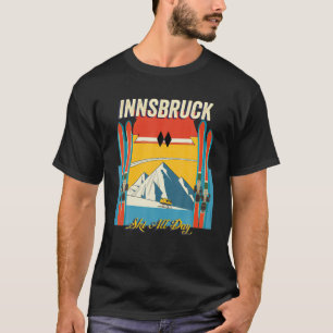 Innsbruck Austria Ski All Day - Retro Vintage Styl T-Shirt