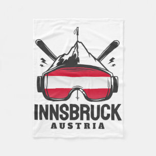 Innsbruck Austria Ski Resort Retro Skiing Fleece Blanket