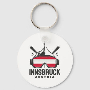Innsbruck Austria Ski Resort Retro Skiing Key Ring