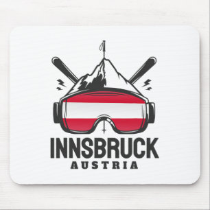 Innsbruck Austria Ski Resort Retro Skiing Mouse Mat
