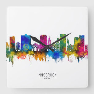 Innsbruck Austria Skyline Square Wall Clock