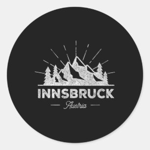 Innsbruck Austria T Shirt Vintage Skiing Retro Tee Classic Round Sticker