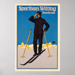 Innsbruck Austria Vintage Ski Poster - Framed