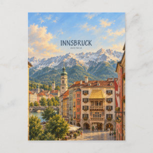 Innsbruck Painterly Travel Art Postcard