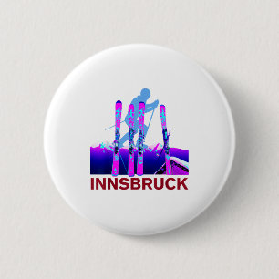 Innsbruck skiing & snowboarding retro 90s 6 cm round badge