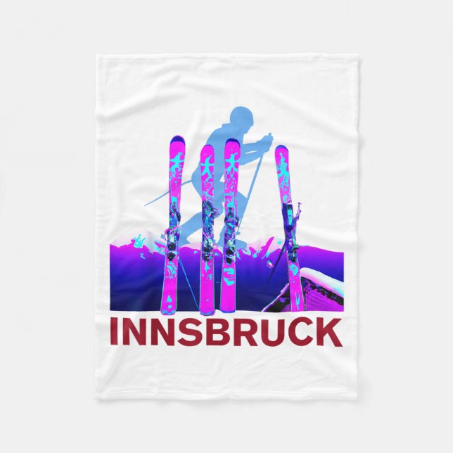 Innsbruck skiing &amp; snowboarding retro 90s fleece blanket (Front)