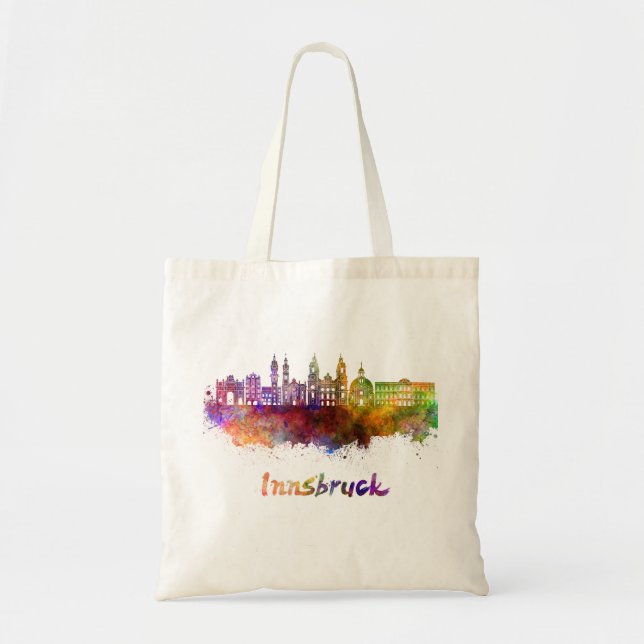 Innsbruck skyline in watercolor tote bag (Front)