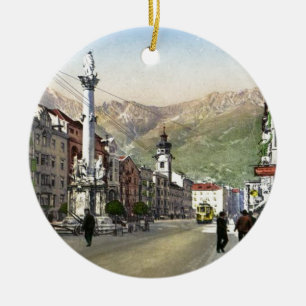 Innsbruck, Tram in  Maria Theresa Starsse Ceramic Tree Decoration