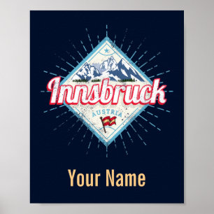 Innsbruck Tyrol Austria Retro Alps Vintage Poster