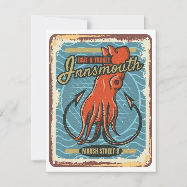 Innsmouth Bait and Tackle Fishing Lovecraft Holiday Card (Front)