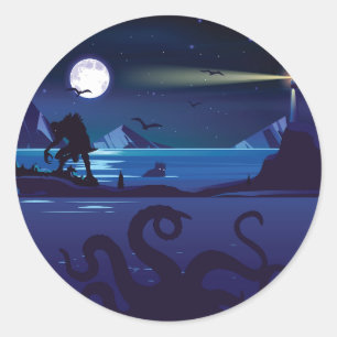 Innsmouth Devil Reef Deep Ones Lovecraft Classic Round Sticker