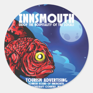 Innsmouth Vintage Travel Poster Lovecraft Classic Round Sticker