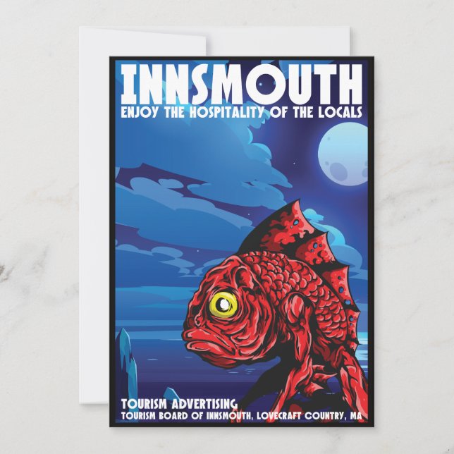 Innsmouth Vintage Travel Poster Lovecraft Invitation (Front)