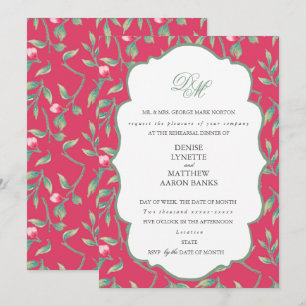 Innuendo Pink and Basil Green Rehearsal Dinner Invitation