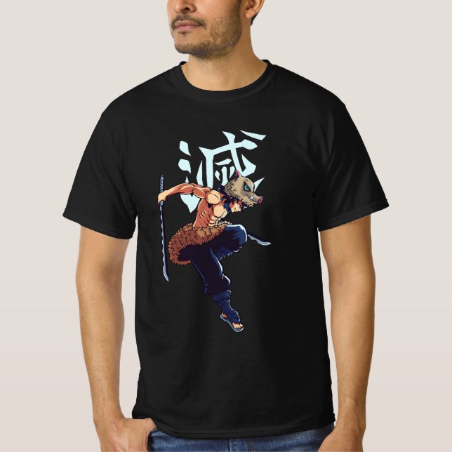 " Inosuke Hashibira pink" T-Shirt (Front)